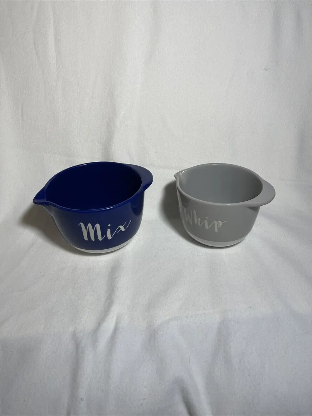 Symphony Stoneware Nesting Mixing Bowls Pottery Set 2 Blue/ White, Tan/ White